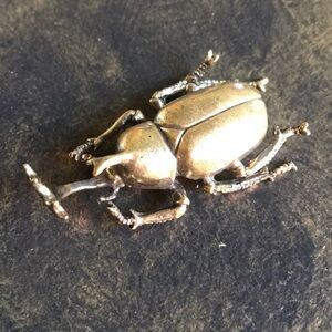 NWT rhinoceros scarab metal paperweight in goldtone/brass insects library office